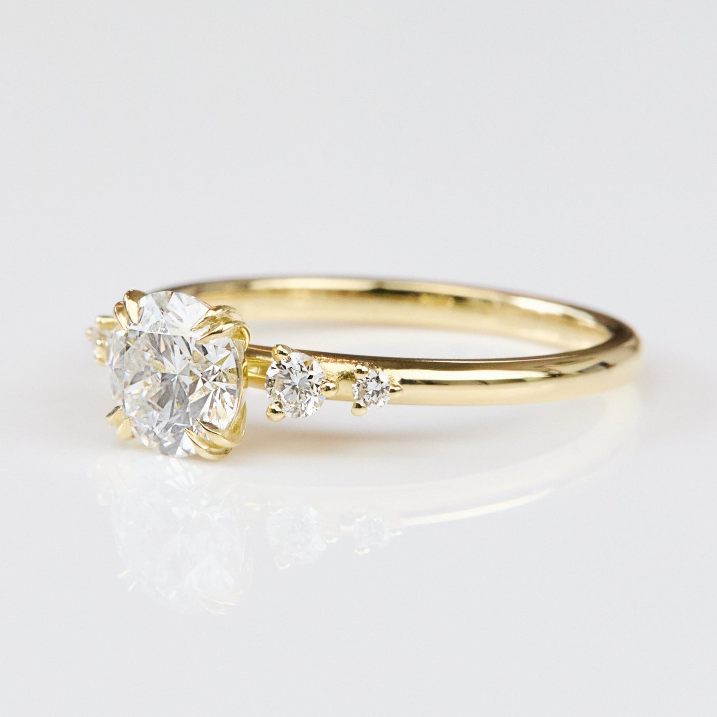 Marquise Shaped Three Stone Lab Grown Diamond Engagement Ring