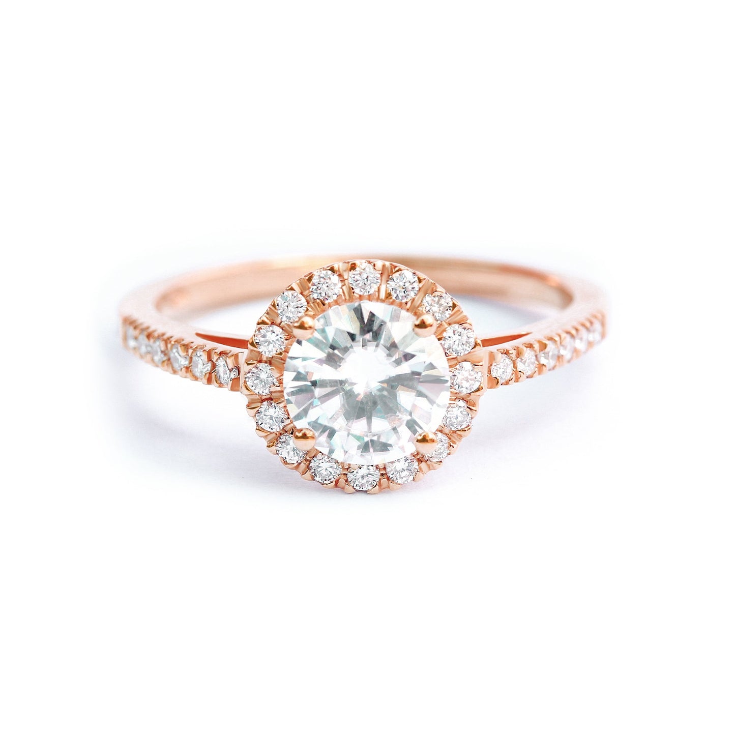 2.9 Carats Emerald Pave Styled Moissanite Engagement Ring