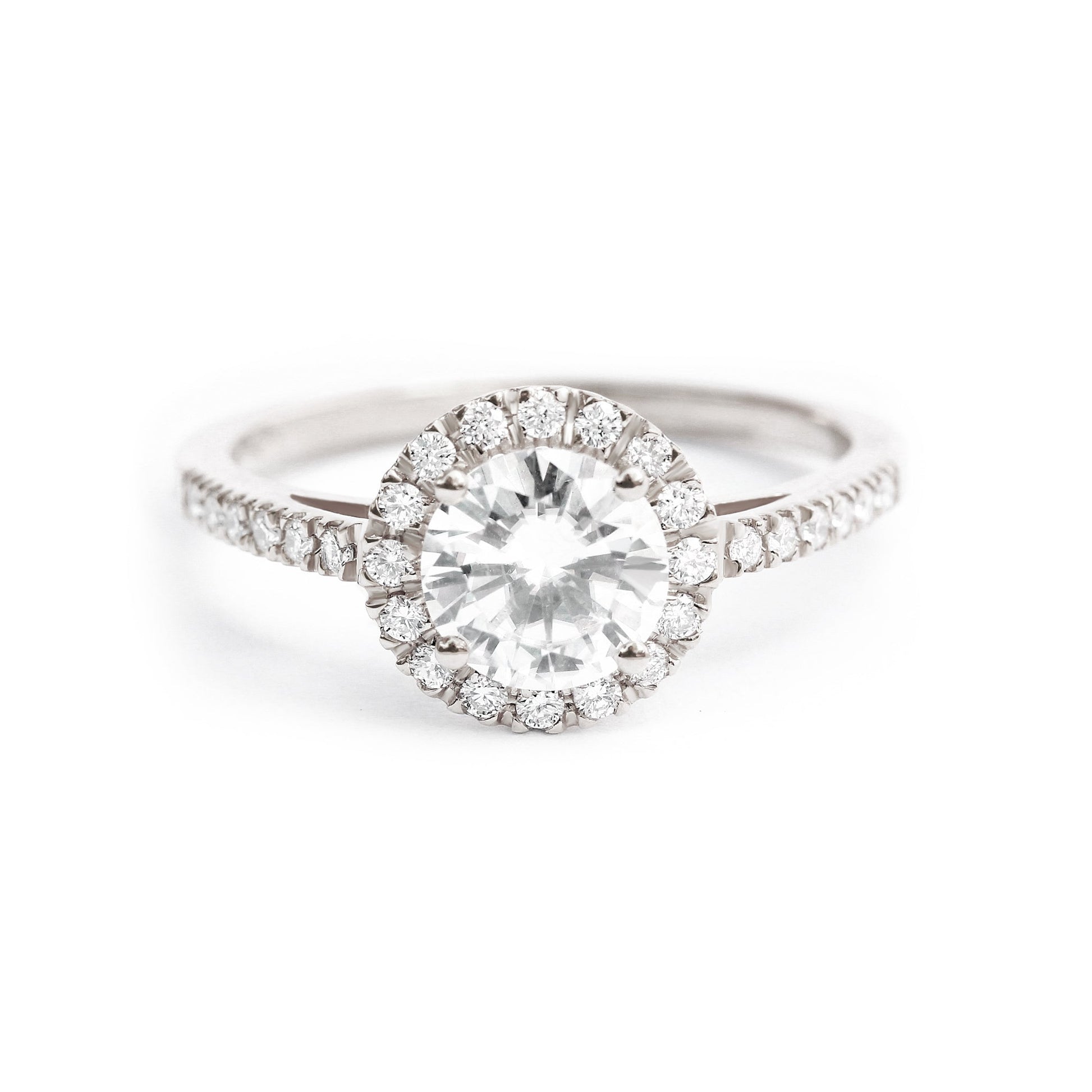 2.9 Carats Emerald Pave Styled Moissanite Engagement Ring