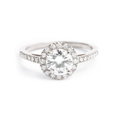 2.9 Carats Emerald Pave Styled Moissanite Engagement Ring