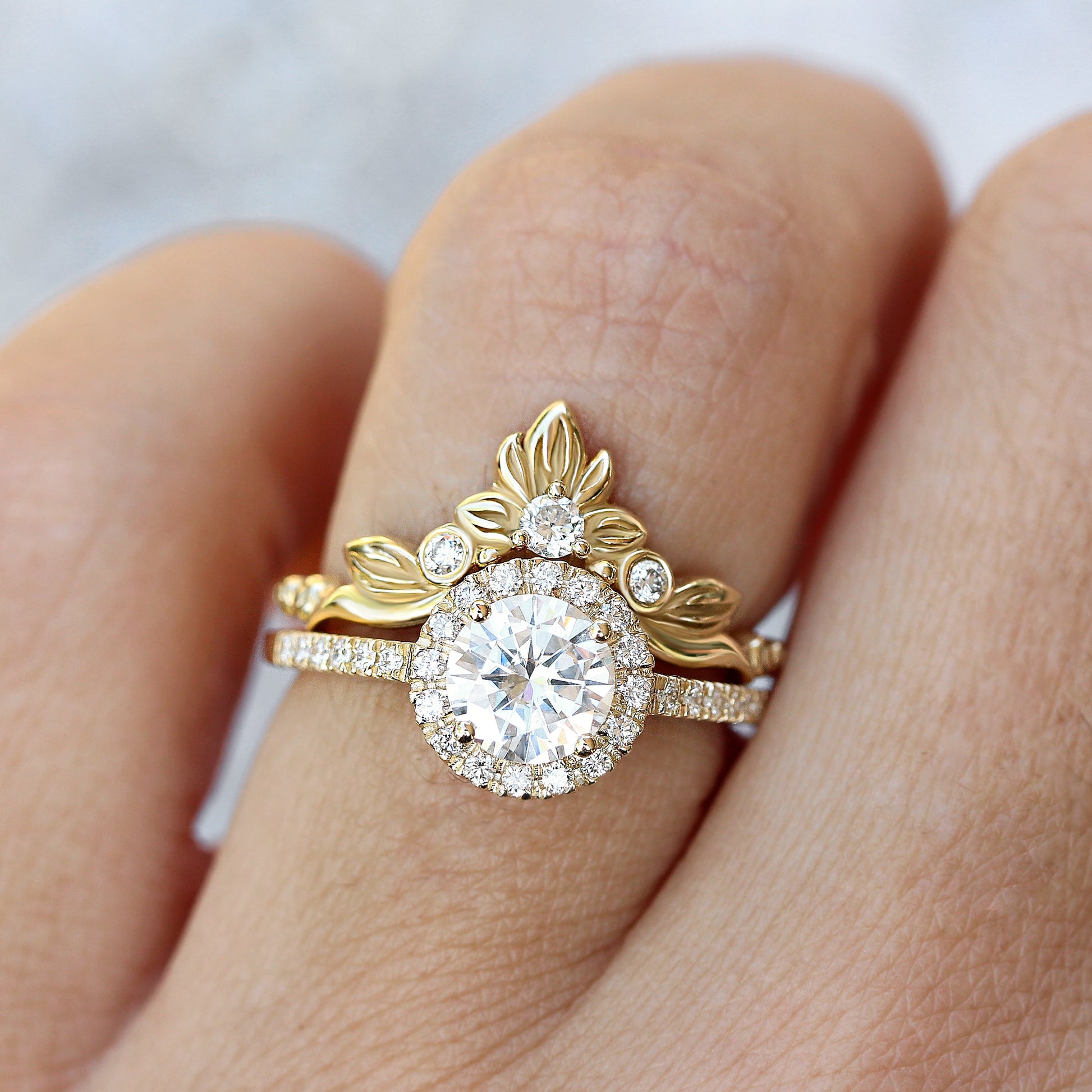 2.9 Carats Emerald Pave Styled Moissanite Engagement Ring