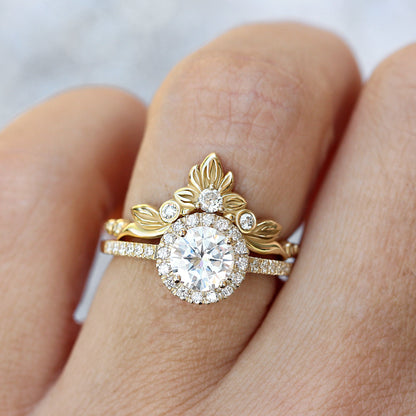 2.9 Carats Emerald Pave Styled Moissanite Engagement Ring