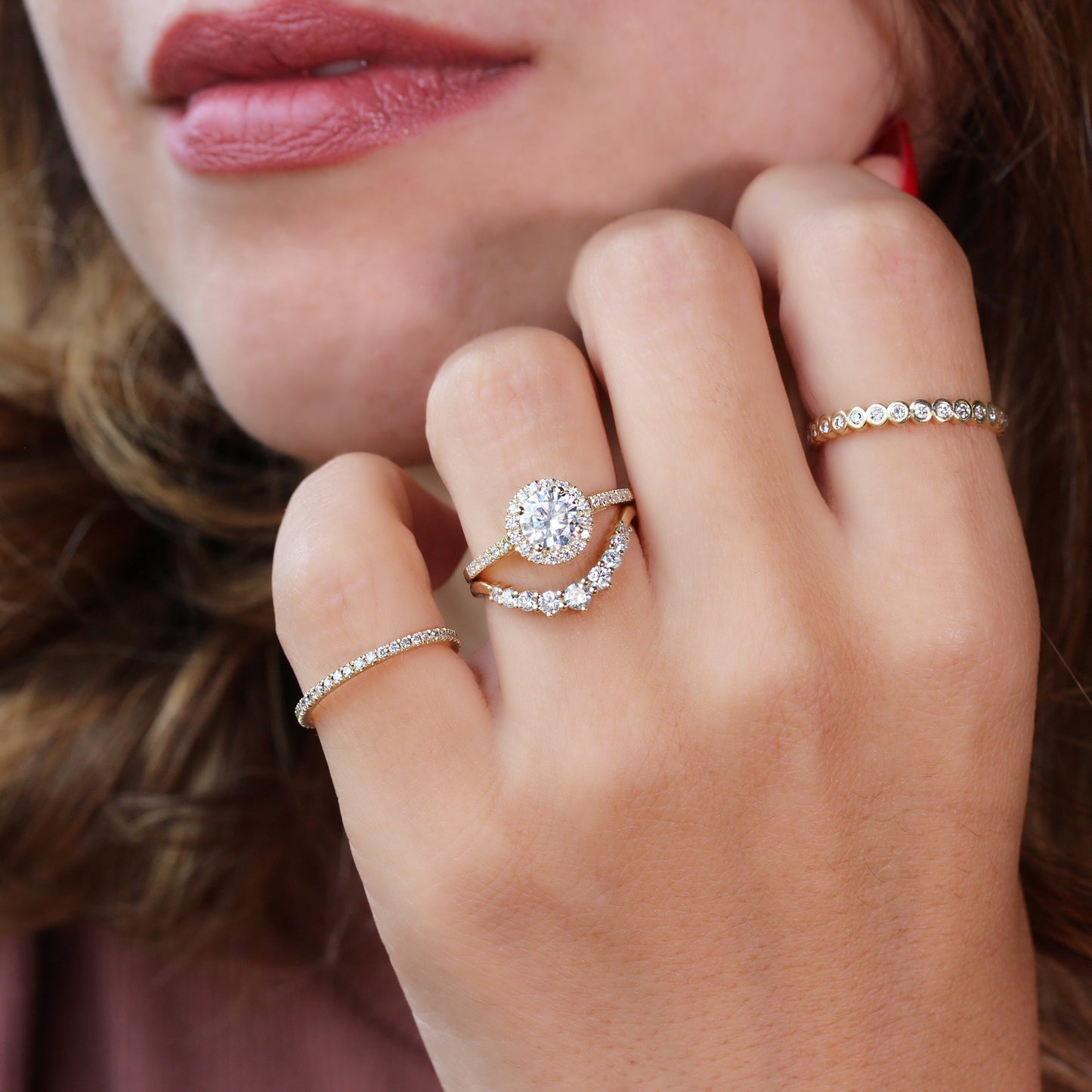 2.9 Carats Emerald Pave Styled Moissanite Engagement Ring