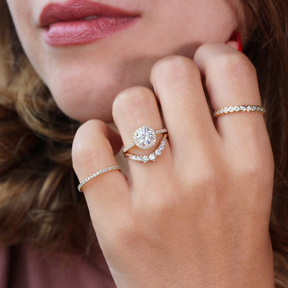 2.9 Carats Emerald Pave Styled Moissanite Engagement Ring