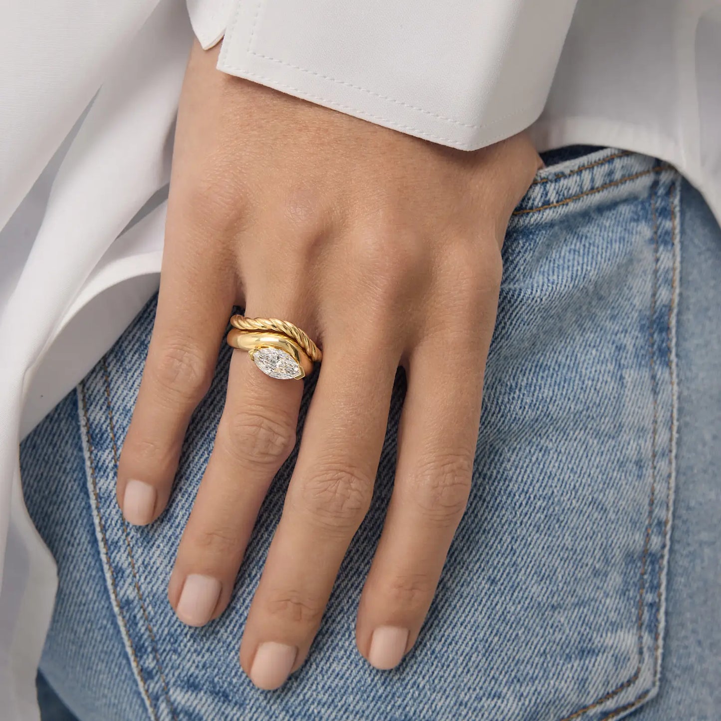 Timeless 1.6 CT Marquise Cut Swirl Solitaire Unique Styled Moissanite Diamond Engagement Ring