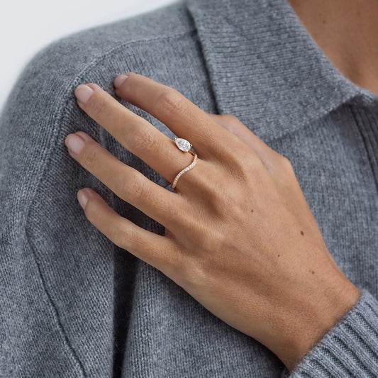 Timeless 0.75 CT Pear Cut Swirl Unique Pave Setting Moissanite Diamond Engagement Ring