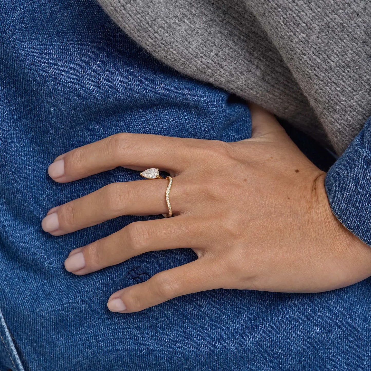 Timeless 0.75 CT Pear Cut Swirl Unique Pave Setting Moissanite Diamond Engagement Ring