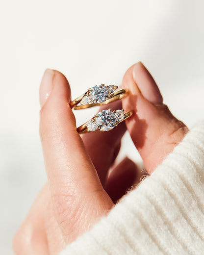 Marquise Shaped Three Stone Lab Grown Diamond Engagement Ring