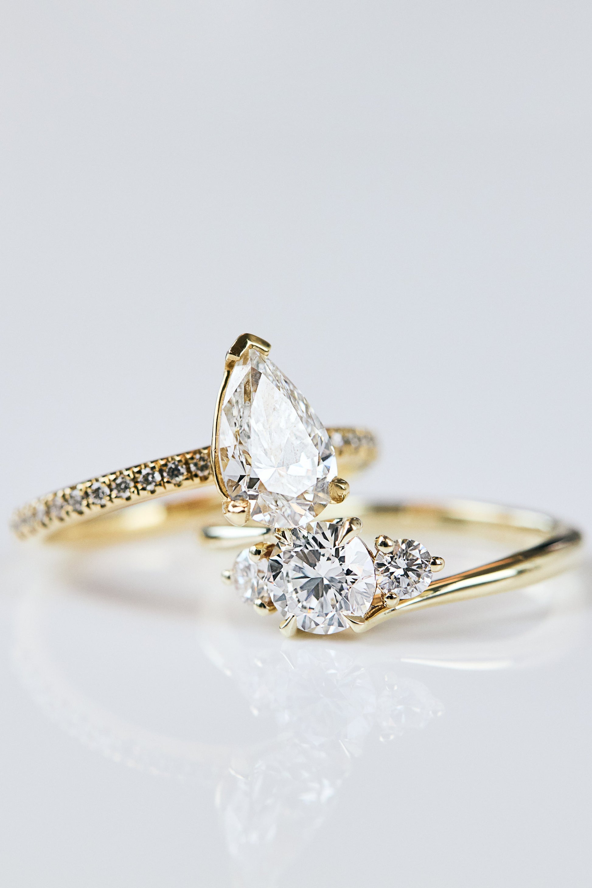 Marquise Shaped Three Stone Lab Grown Diamond Engagement Ring