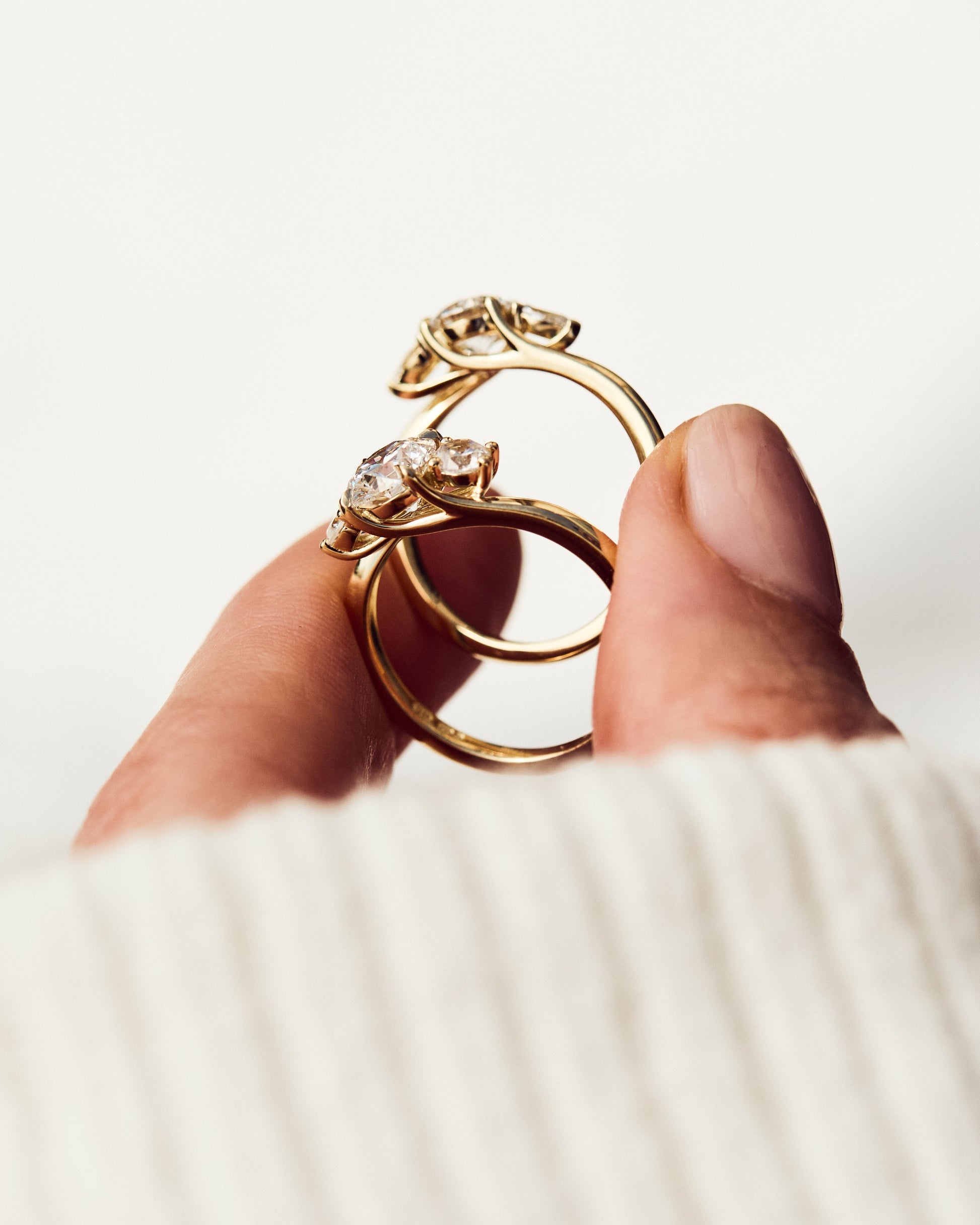 Marquise Shaped Three Stone Lab Grown Diamond Engagement Ring