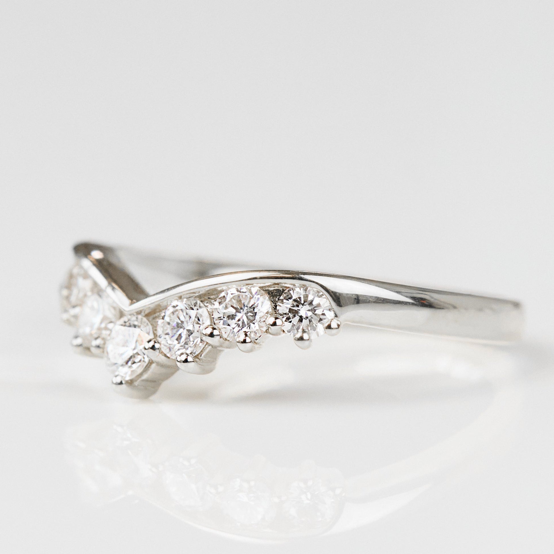 0.25 TCW Round Shaped Half Eternity Lab Grown Diamond Wedding Band