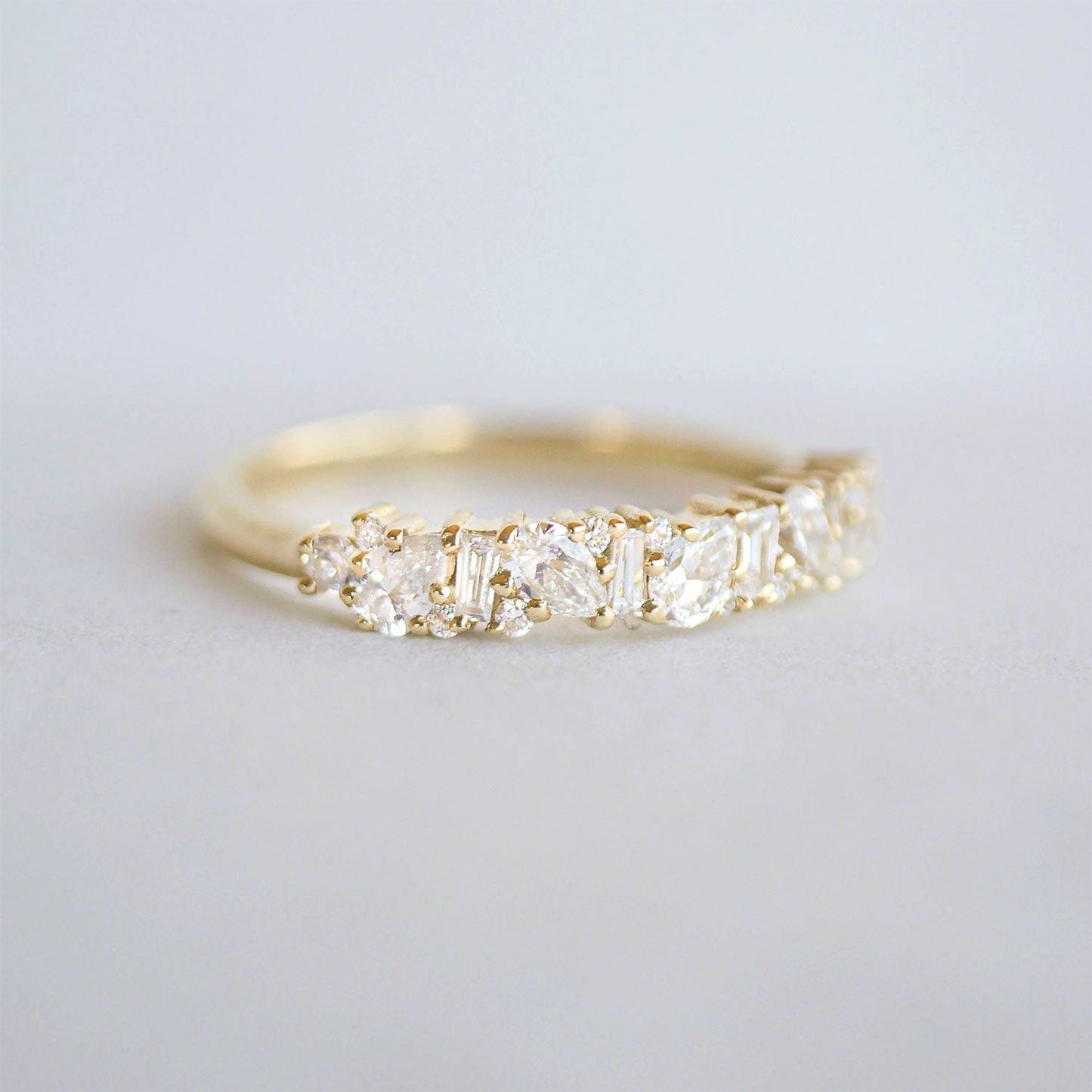 0.25 TCW Round Shaped Half Eternity Lab Grown Diamond Wedding Band