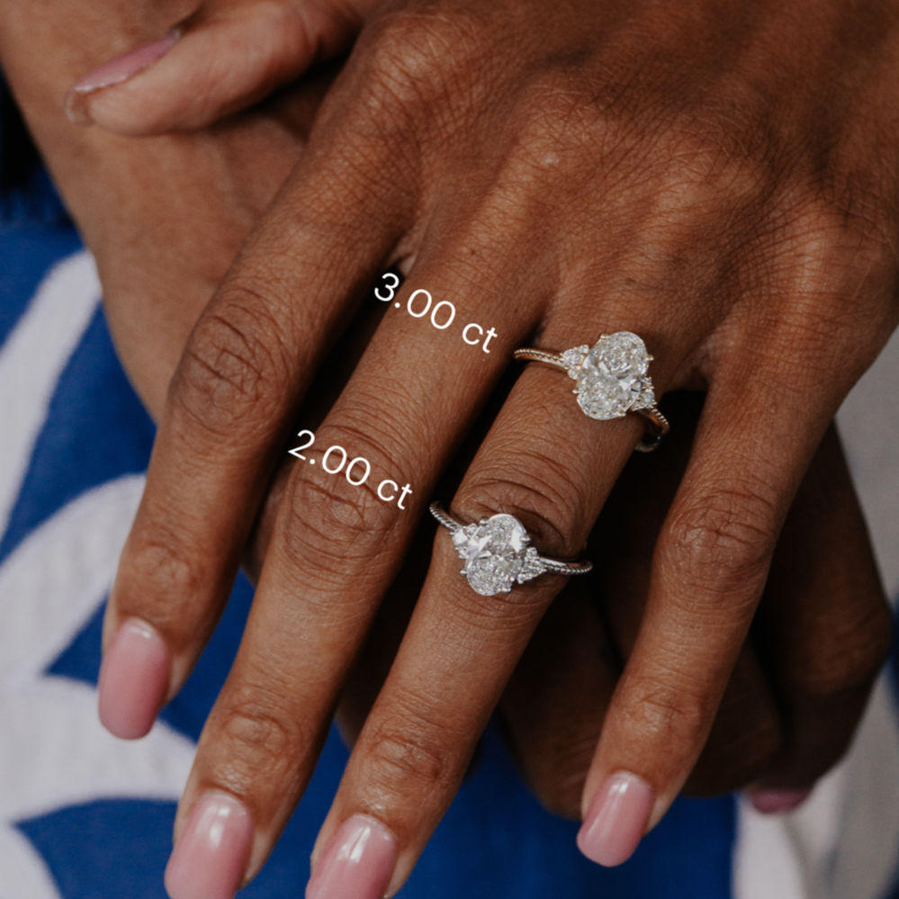 Marquise Shaped Three Stone Lab Grown Diamond Engagement Ring