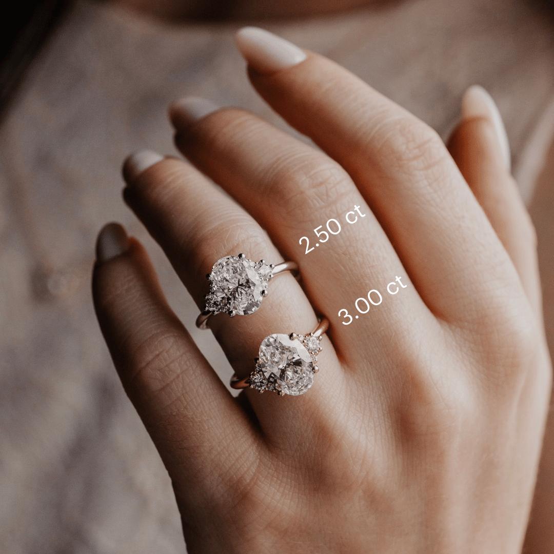 Marquise Shaped Three Stone Lab Grown Diamond Engagement Ring