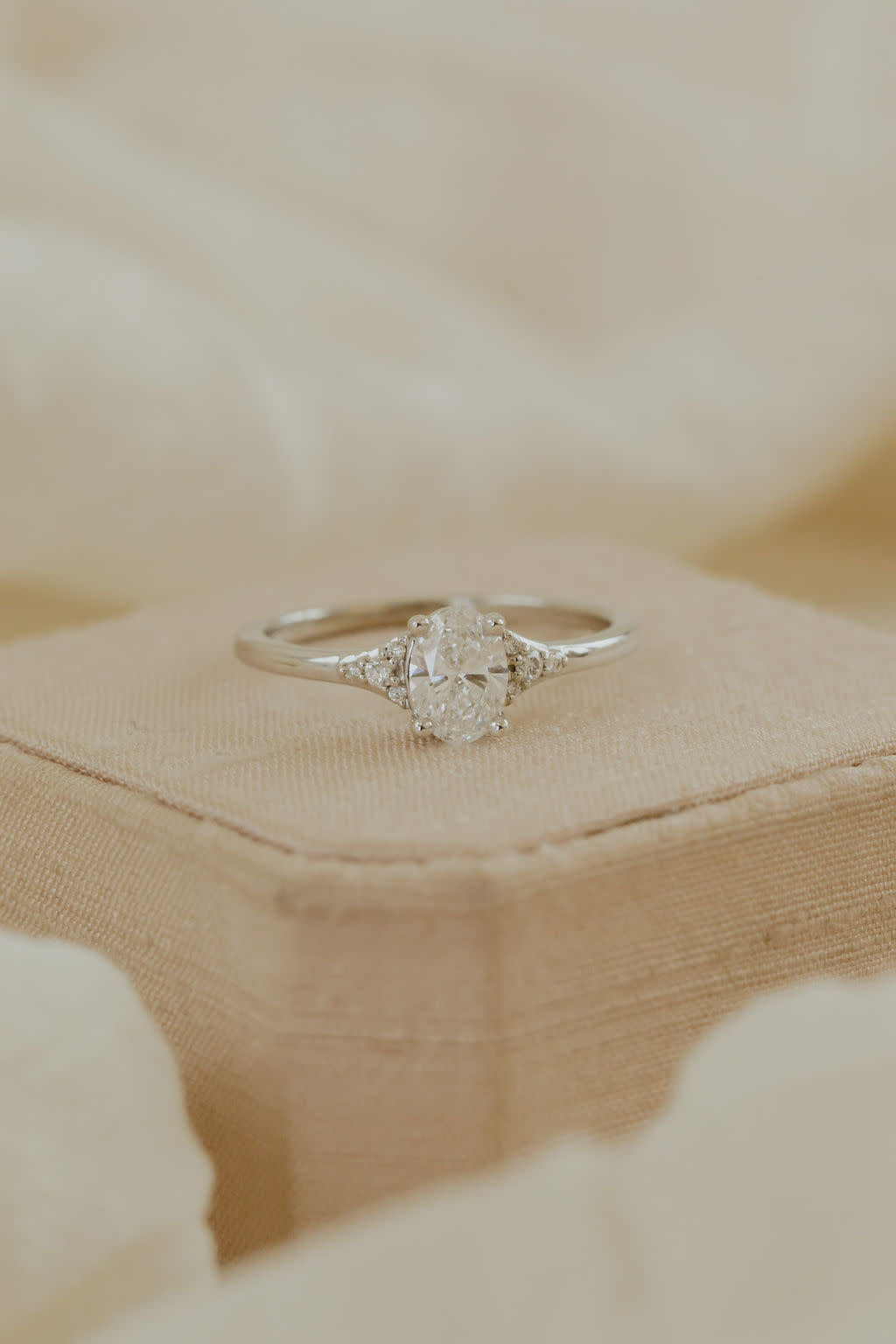 Marquise Shaped Three Stone Lab Grown Diamond Engagement Ring