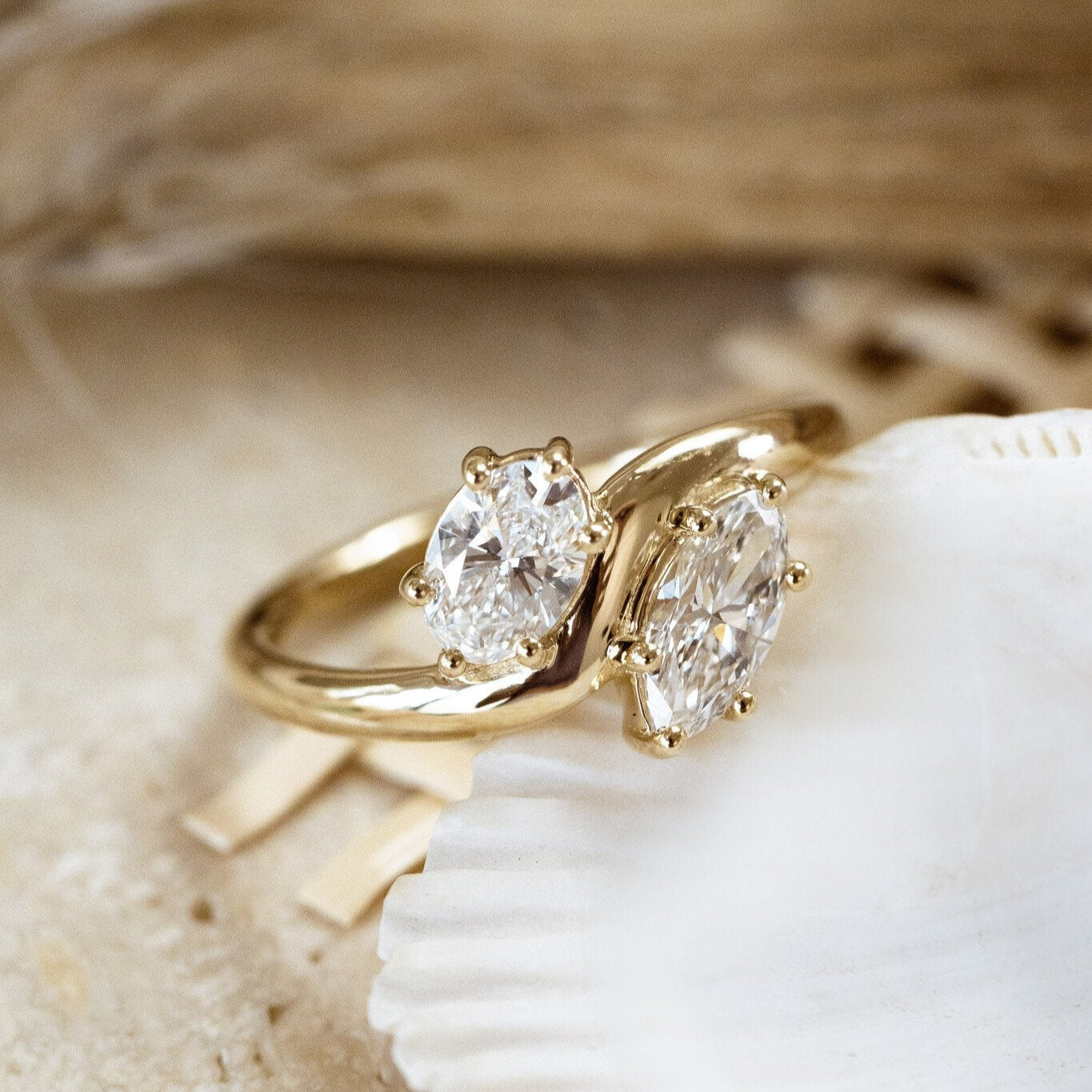 Marquise Shaped Three Stone Lab Grown Diamond Engagement Ring