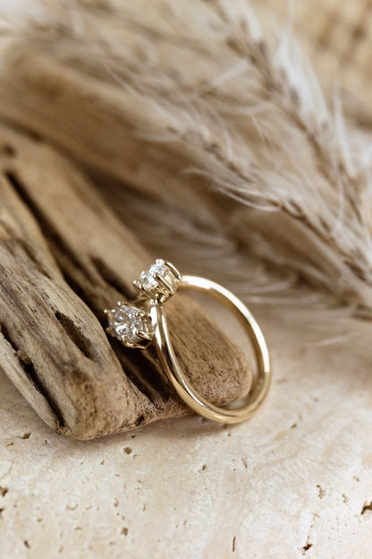 Marquise Shaped Three Stone Lab Grown Diamond Engagement Ring