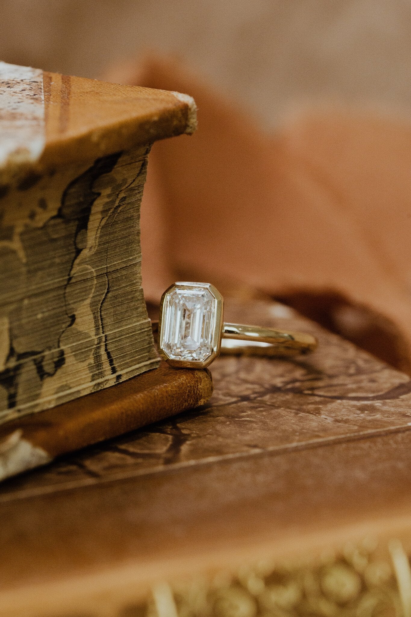 Marquise Shaped Three Stone Lab Grown Diamond Engagement Ring