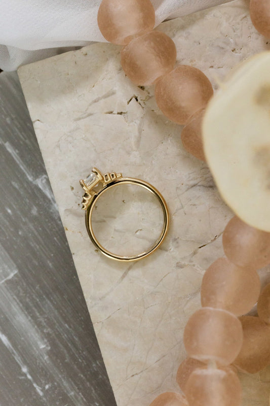 Marquise Shaped Three Stone Lab Grown Diamond Engagement Ring