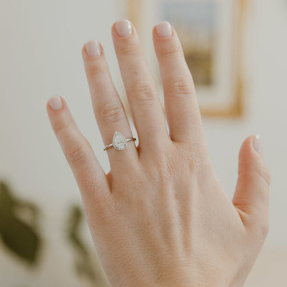 Marquise Shaped Three Stone Lab Grown Diamond Engagement Ring