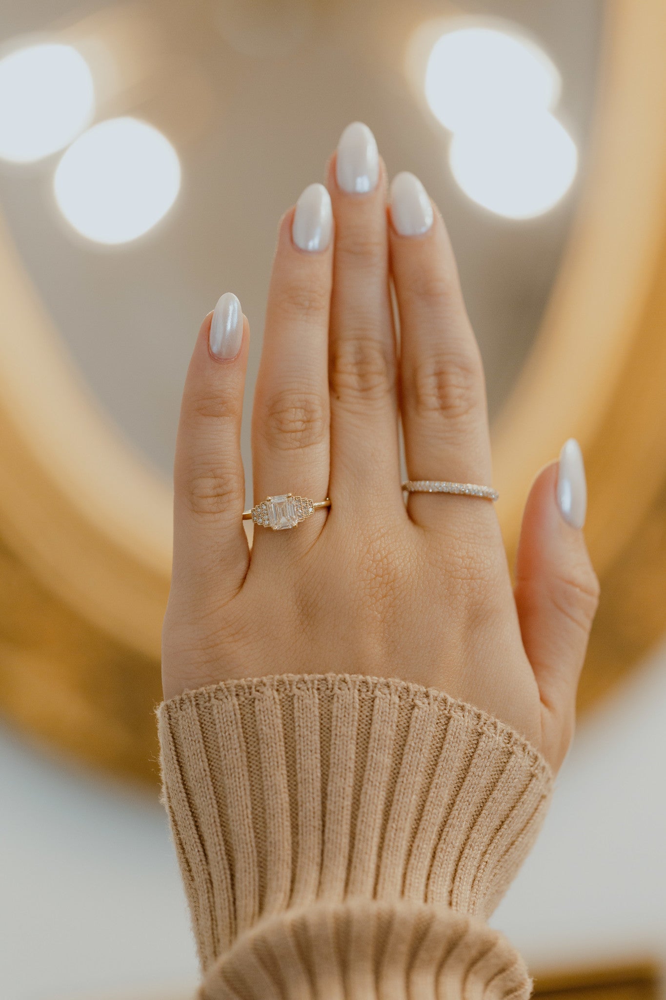 Marquise Shaped Three Stone Lab Grown Diamond Engagement Ring