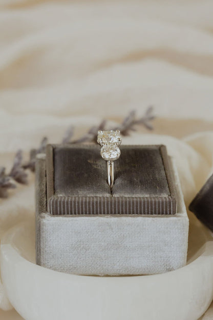 Marquise Shaped Three Stone Lab Grown Diamond Engagement Ring