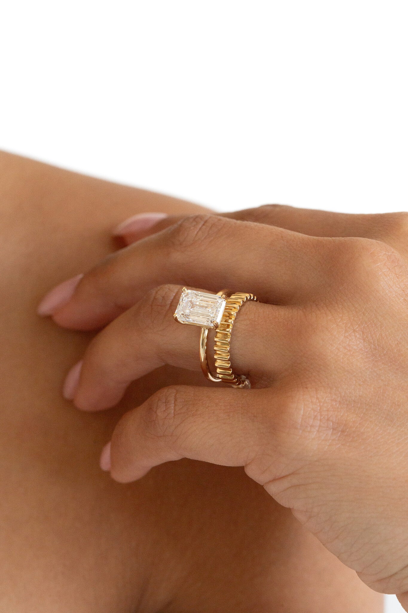 Marquise Shaped Three Stone Lab Grown Diamond Engagement Ring