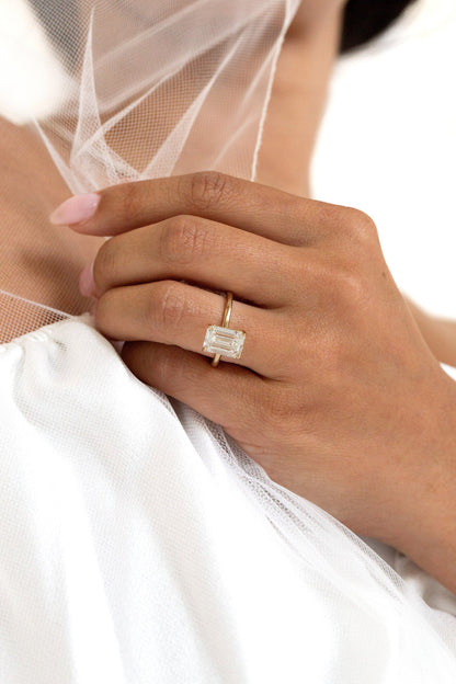 Marquise Shaped Three Stone Lab Grown Diamond Engagement Ring