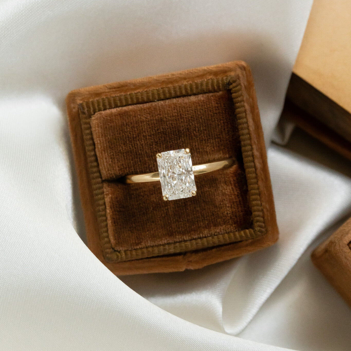 Marquise Shaped Three Stone Lab Grown Diamond Engagement Ring