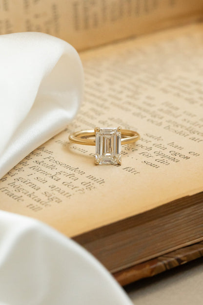 Marquise Shaped Three Stone Lab Grown Diamond Engagement Ring