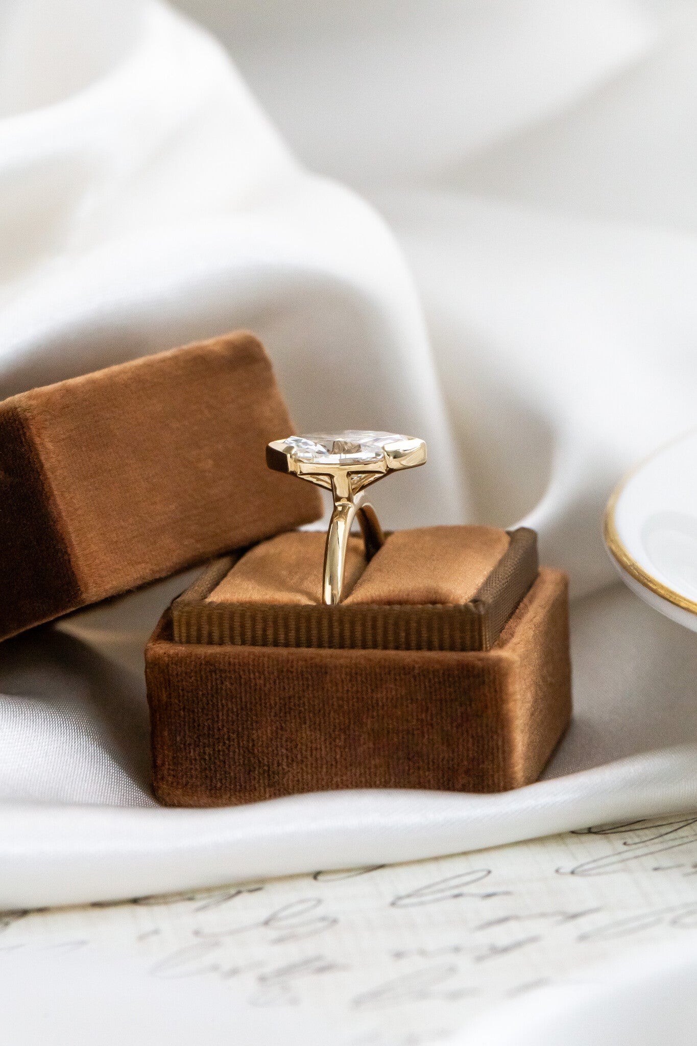 Marquise Shaped Three Stone Lab Grown Diamond Engagement Ring