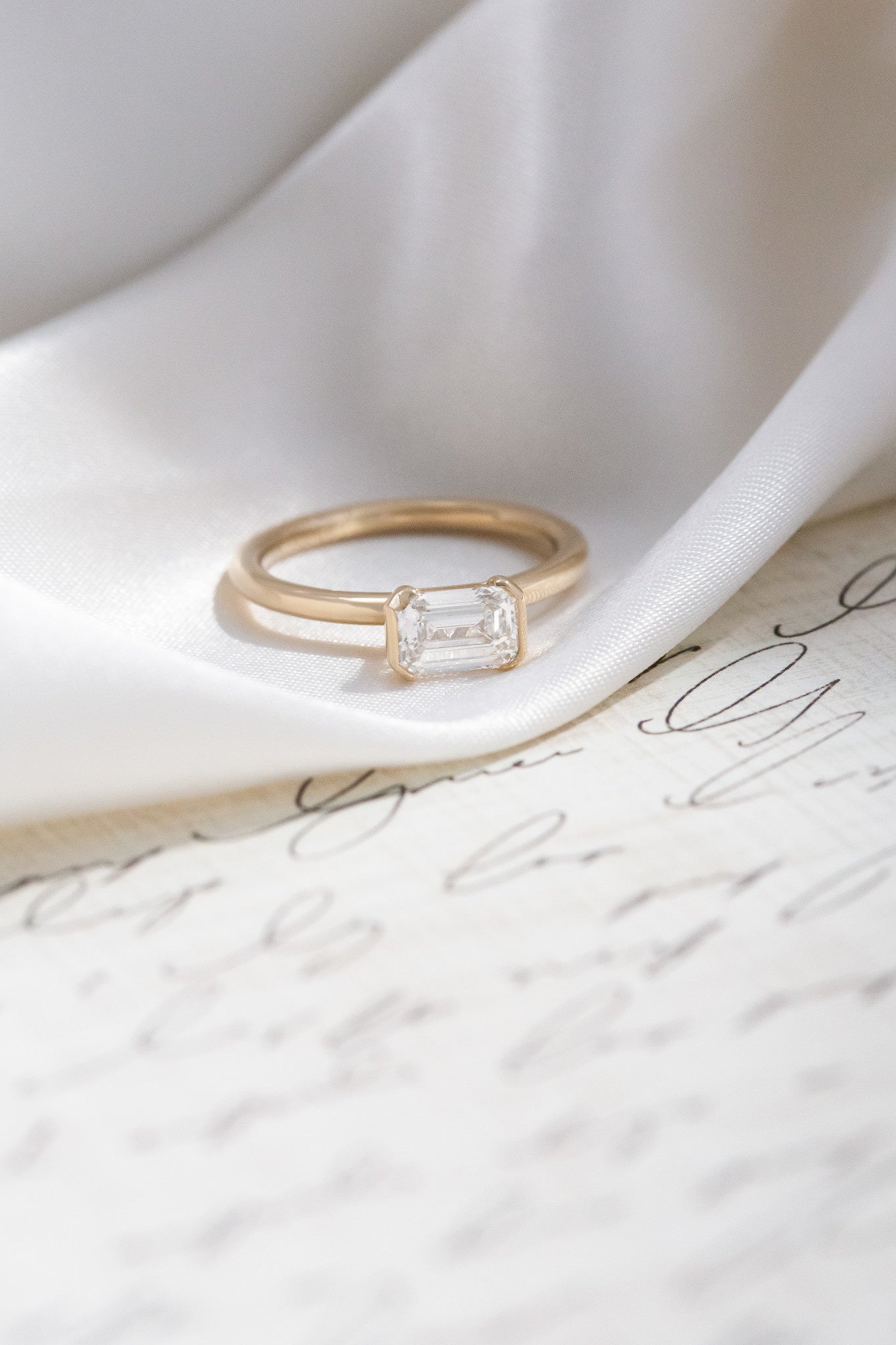 Marquise Shaped Three Stone Lab Grown Diamond Engagement Ring