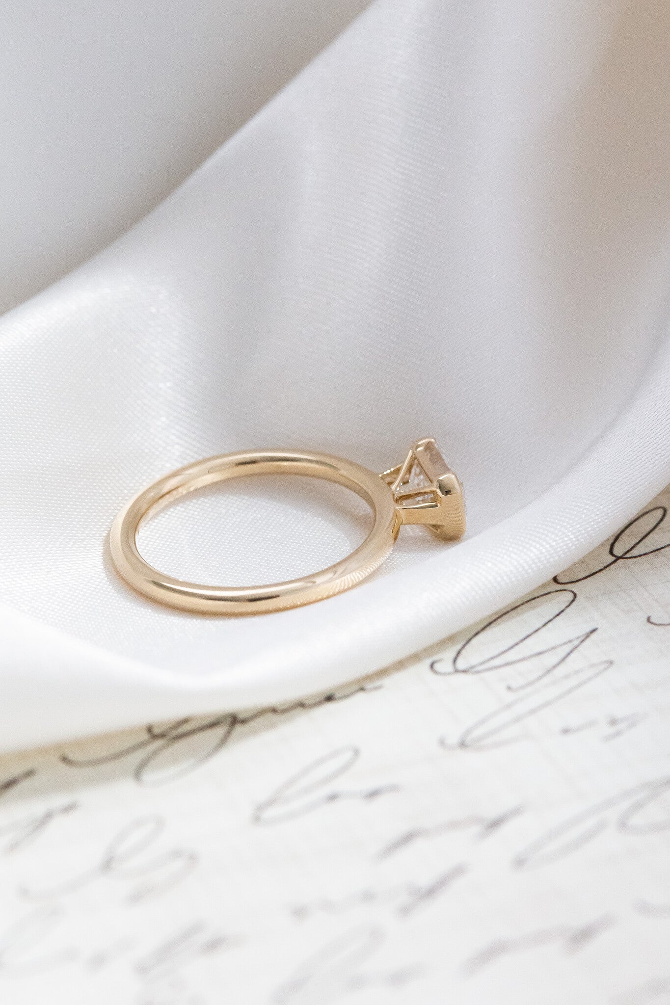 Marquise Shaped Three Stone Lab Grown Diamond Engagement Ring