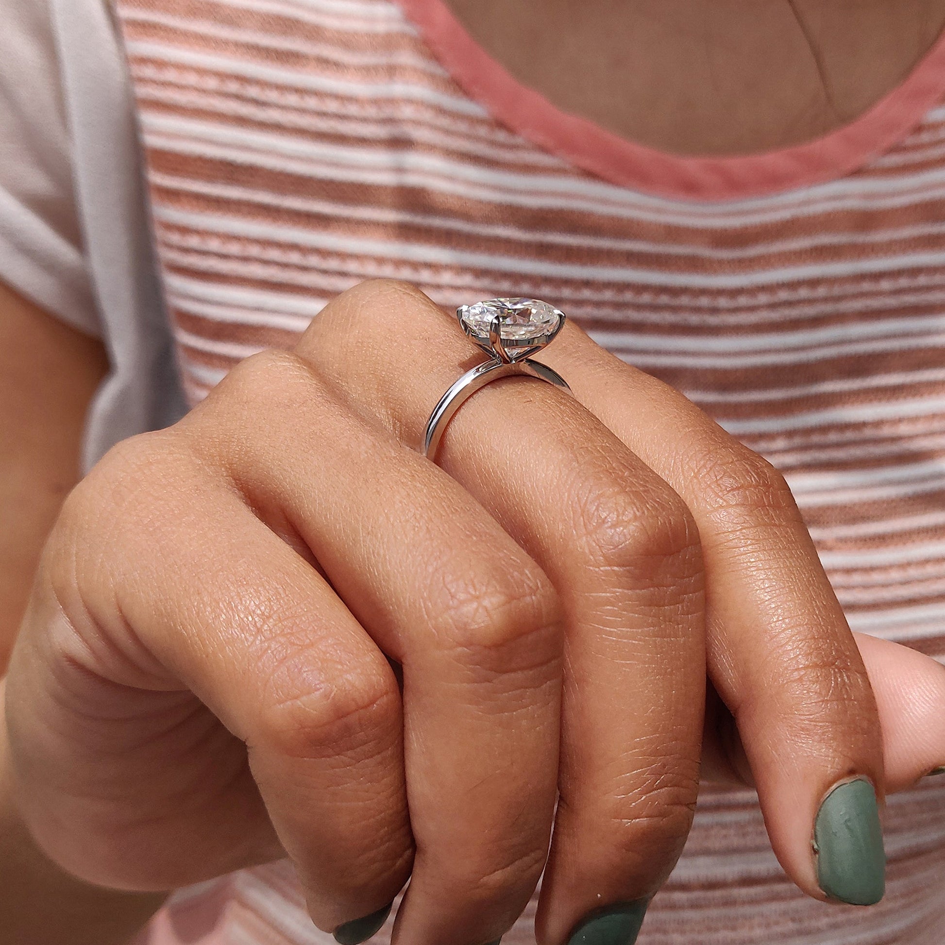 Oval Cut Moissanite Solitaire Engagement Ring