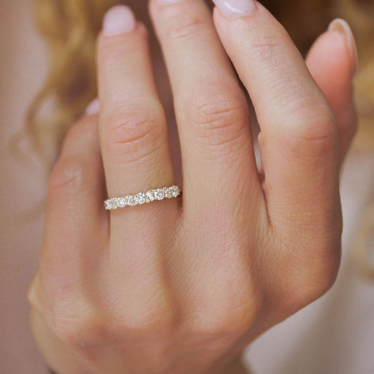 0.25 TCW Round Shaped Half Eternity Lab Grown Diamond Wedding Band