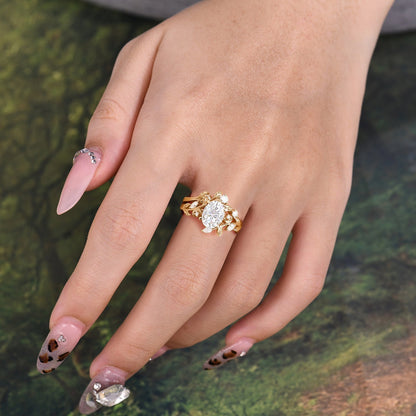 Marquise Shaped Three Stone Lab Grown Diamond Engagement Ring