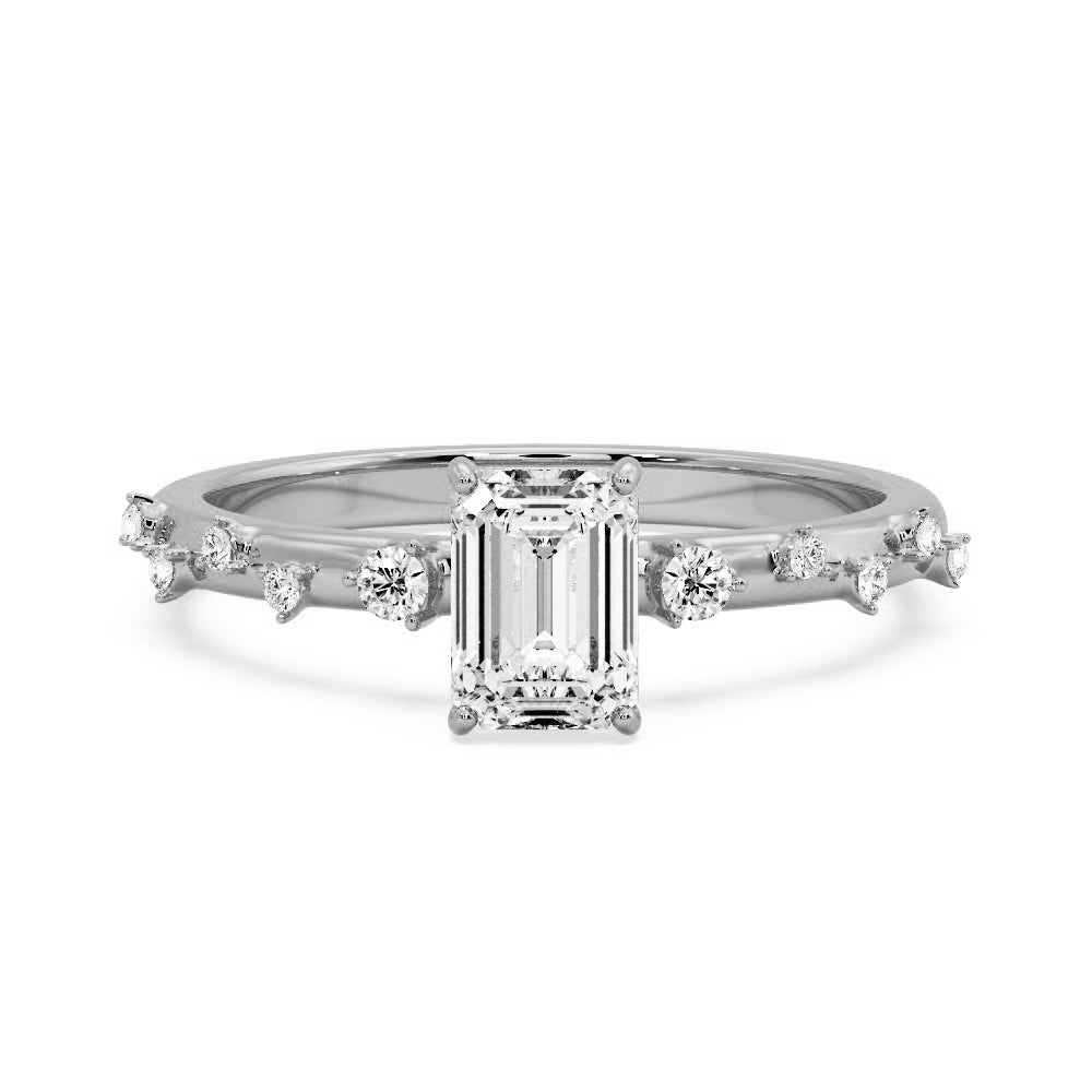 Marquise Shaped Three Stone Lab Grown Diamond Engagement Ring