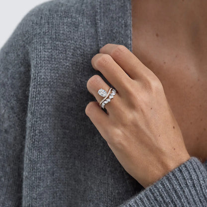 Timeless 0.71 CT Oval Cut Swirl Unique Pave Moissanite Diamond Engagement Ring