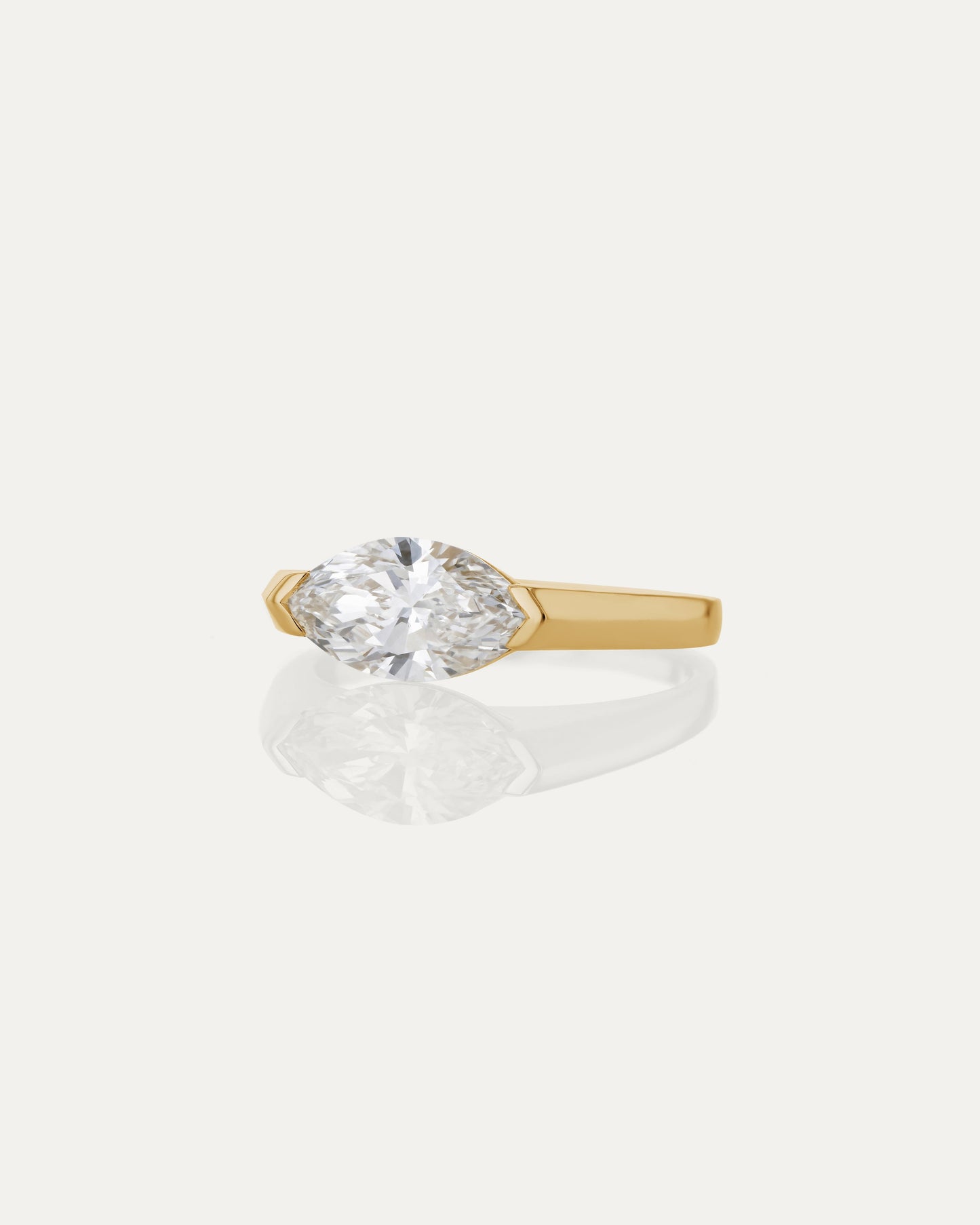 Marquise Shaped Three Stone Lab Grown Diamond Engagement Ring