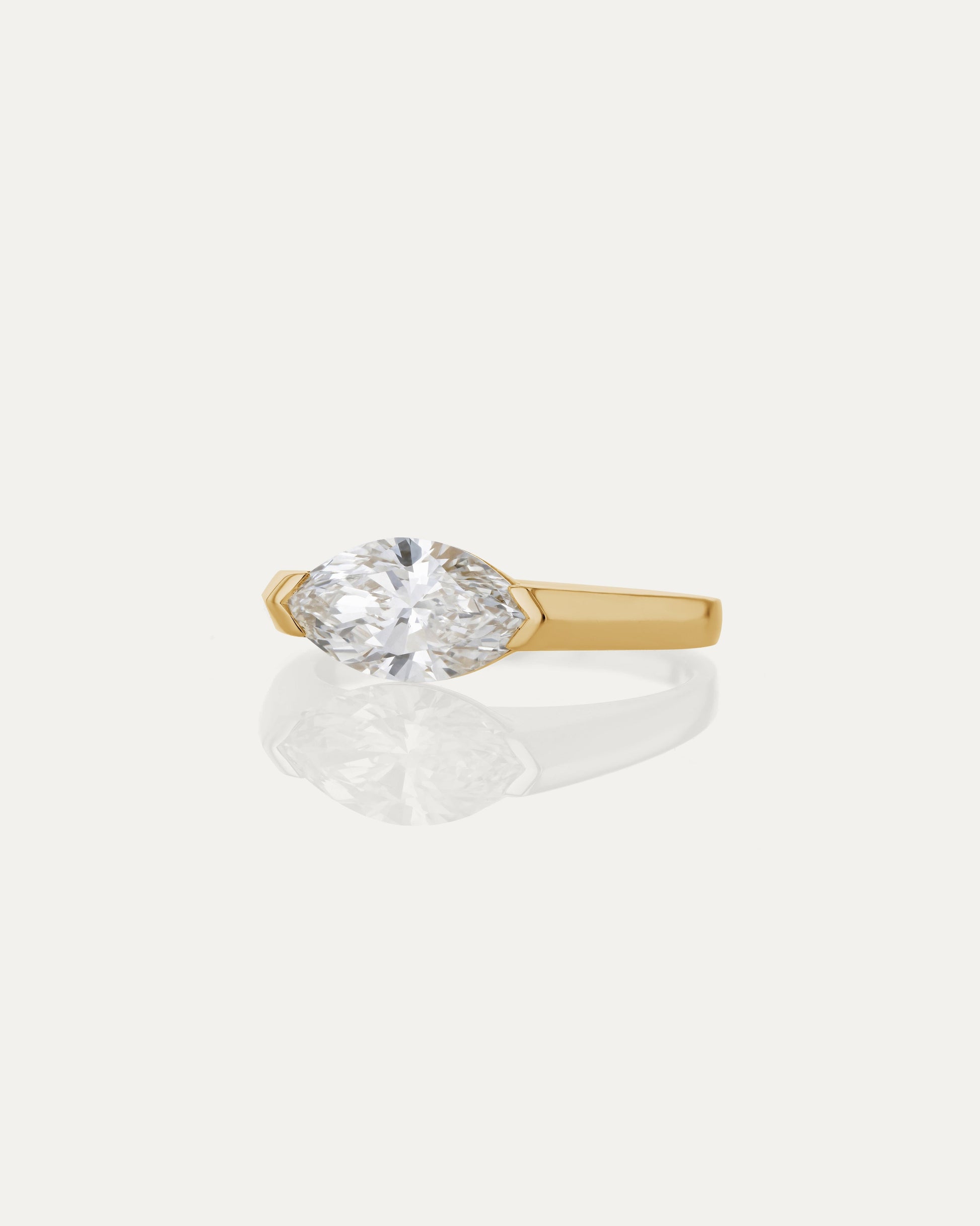 Marquise Shaped Three Stone Lab Grown Diamond Engagement Ring