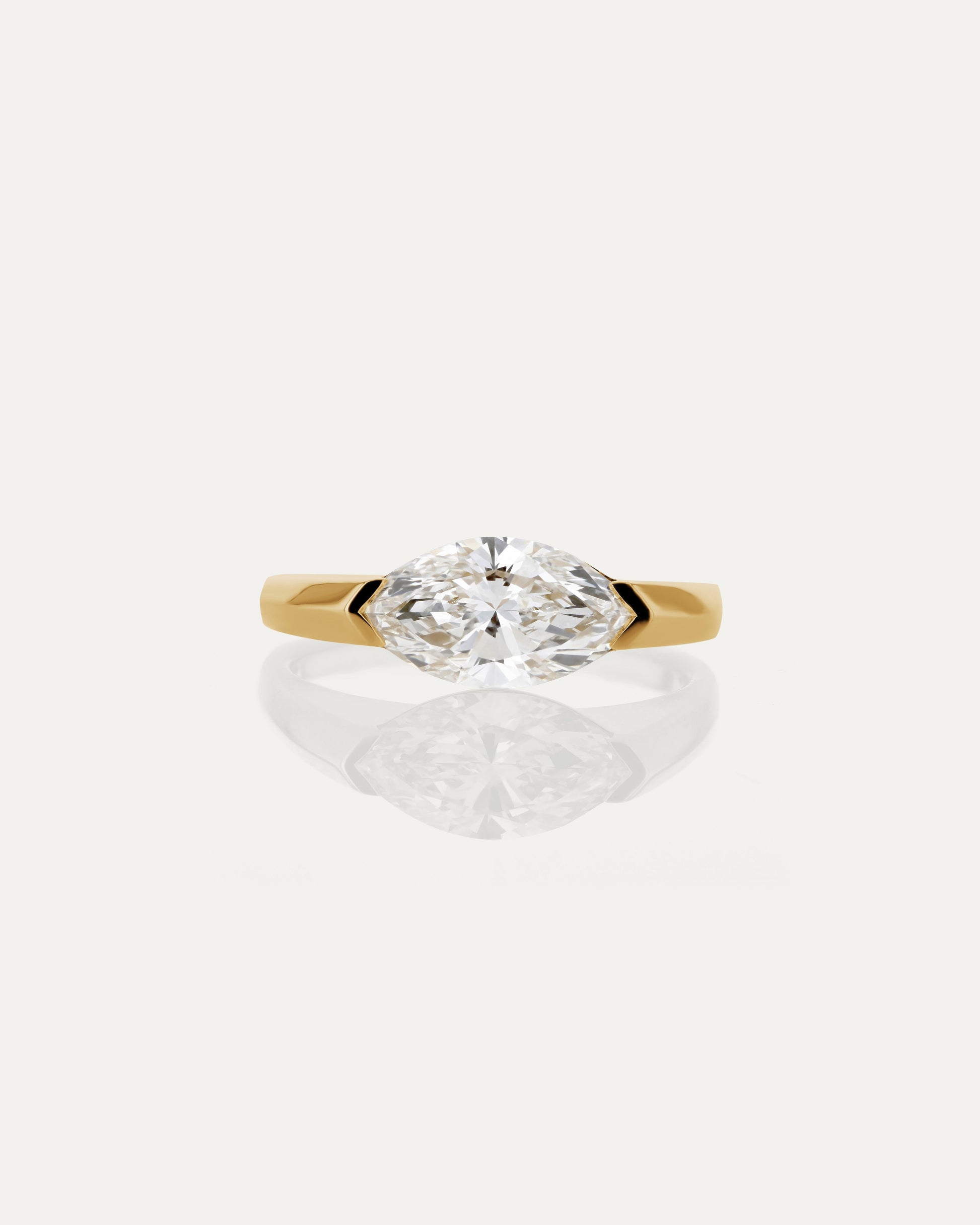Marquise Shaped Three Stone Lab Grown Diamond Engagement Ring