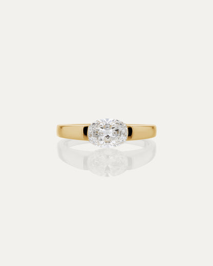 Marquise Shaped Three Stone Lab Grown Diamond Engagement Ring