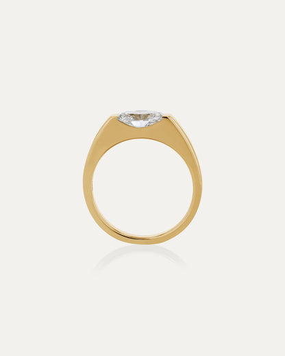 Marquise Shaped Three Stone Lab Grown Diamond Engagement Ring