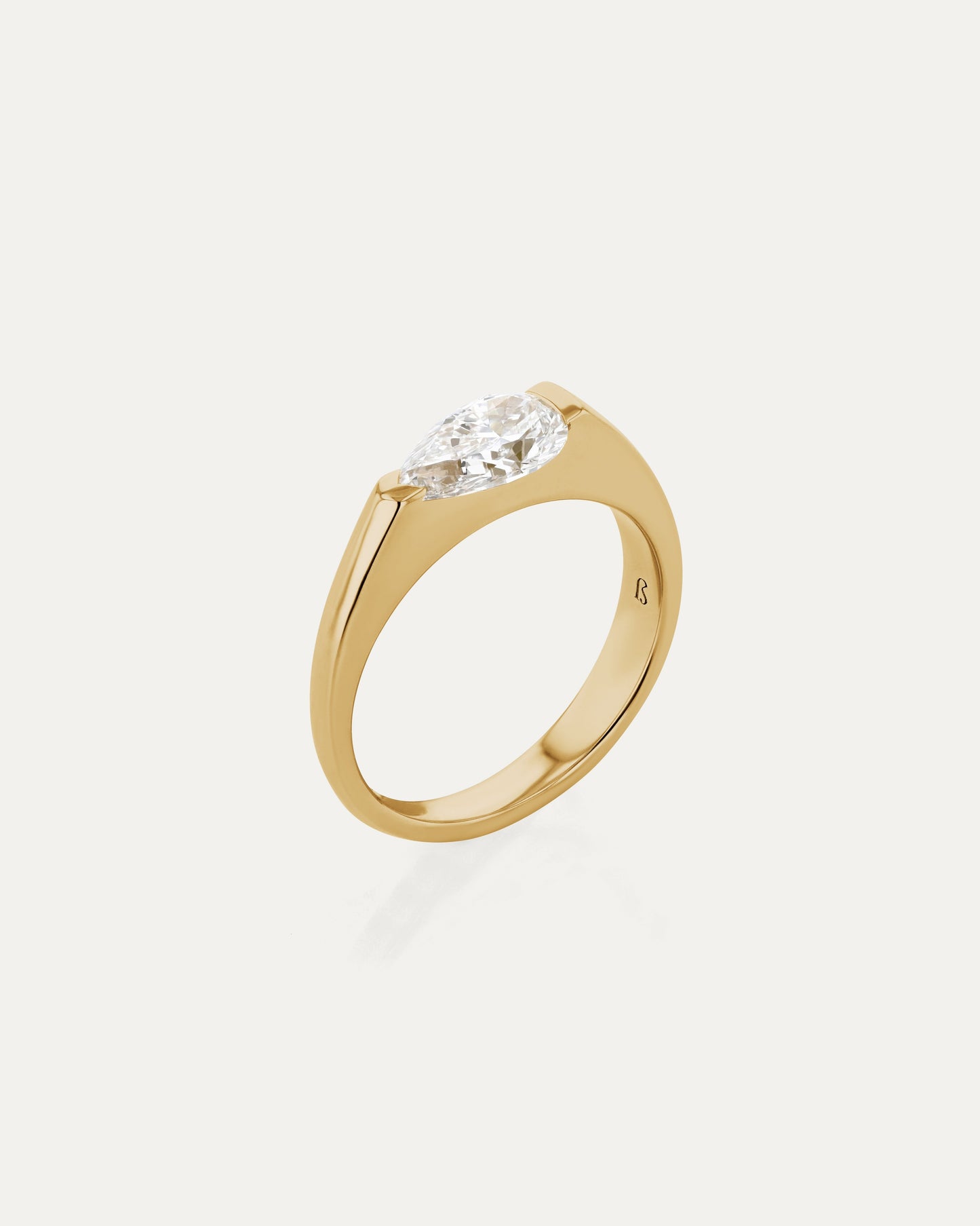 Marquise Shaped Three Stone Lab Grown Diamond Engagement Ring
