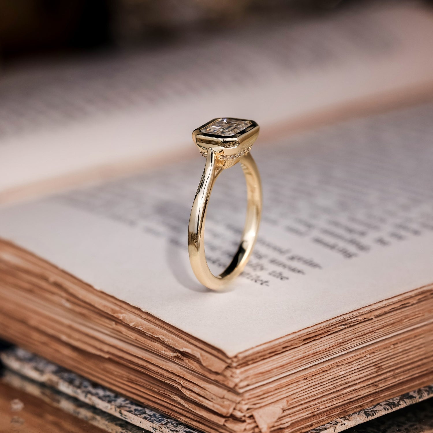 Marquise Shaped Three Stone Lab Grown Diamond Engagement Ring