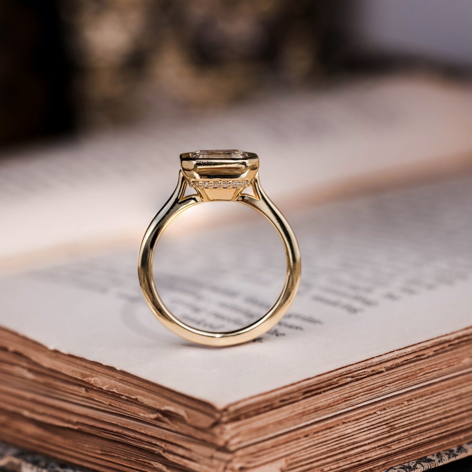 Marquise Shaped Three Stone Lab Grown Diamond Engagement Ring