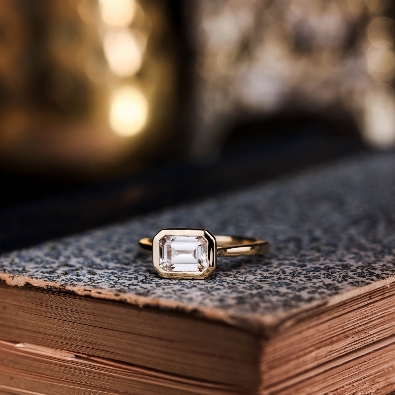 Marquise Shaped Three Stone Lab Grown Diamond Engagement Ring