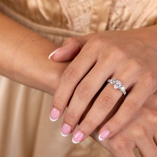 Marquise Shaped Three Stone Lab Grown Diamond Engagement Ring