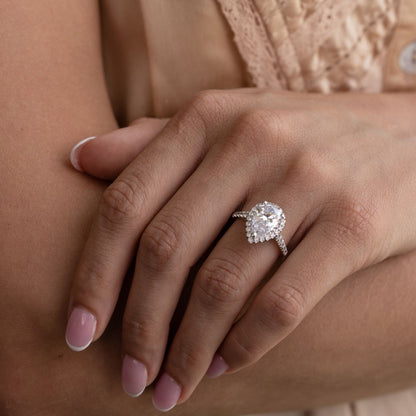 Marquise Shaped Three Stone Lab Grown Diamond Engagement Ring