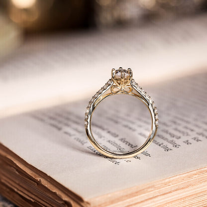 Marquise Shaped Three Stone Lab Grown Diamond Engagement Ring